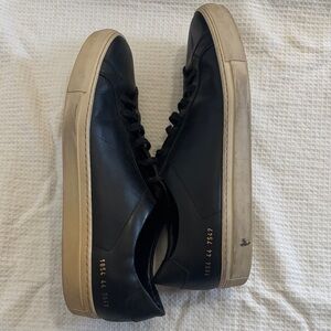 Common Projects Achilles Black Leather Low-Top Sneakers with Cream Sole